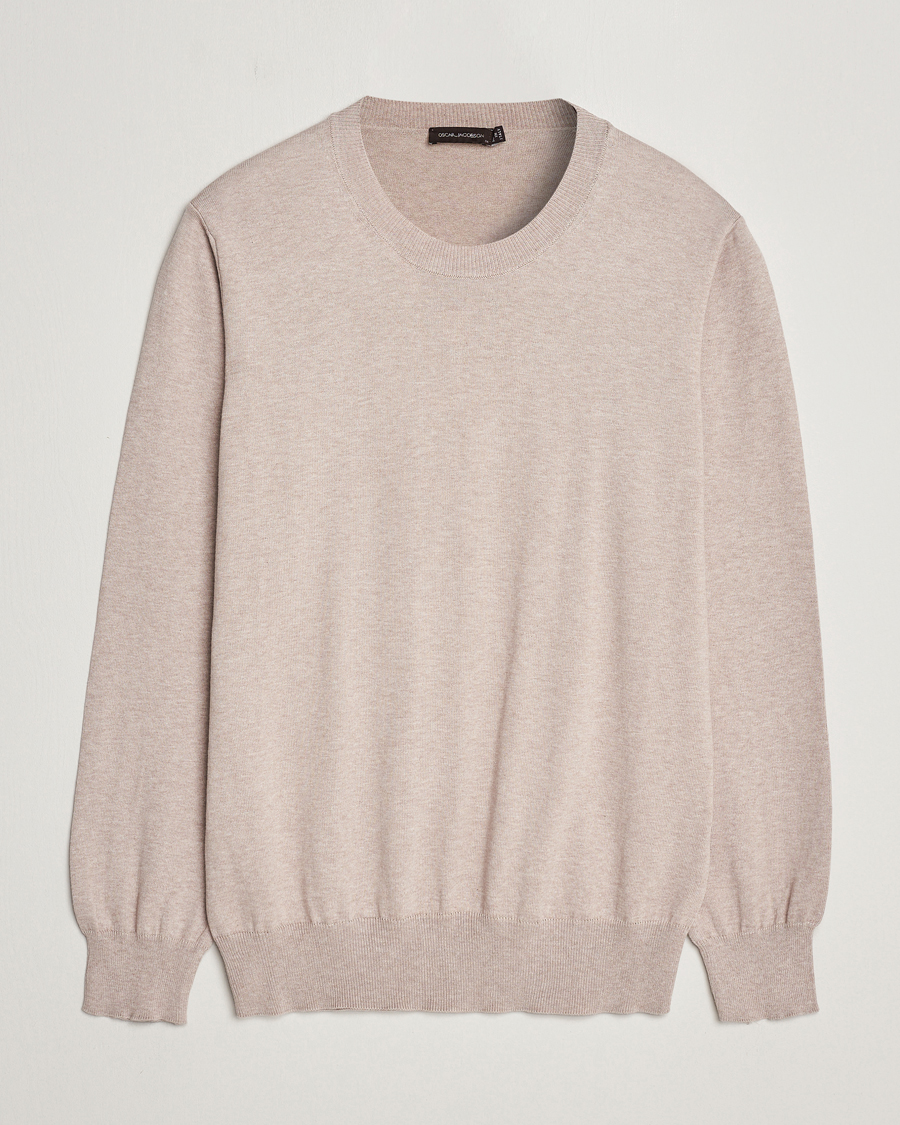Mies | Puserot | Oscar Jacobson | Valdemar Cotton Crew Neck Beige