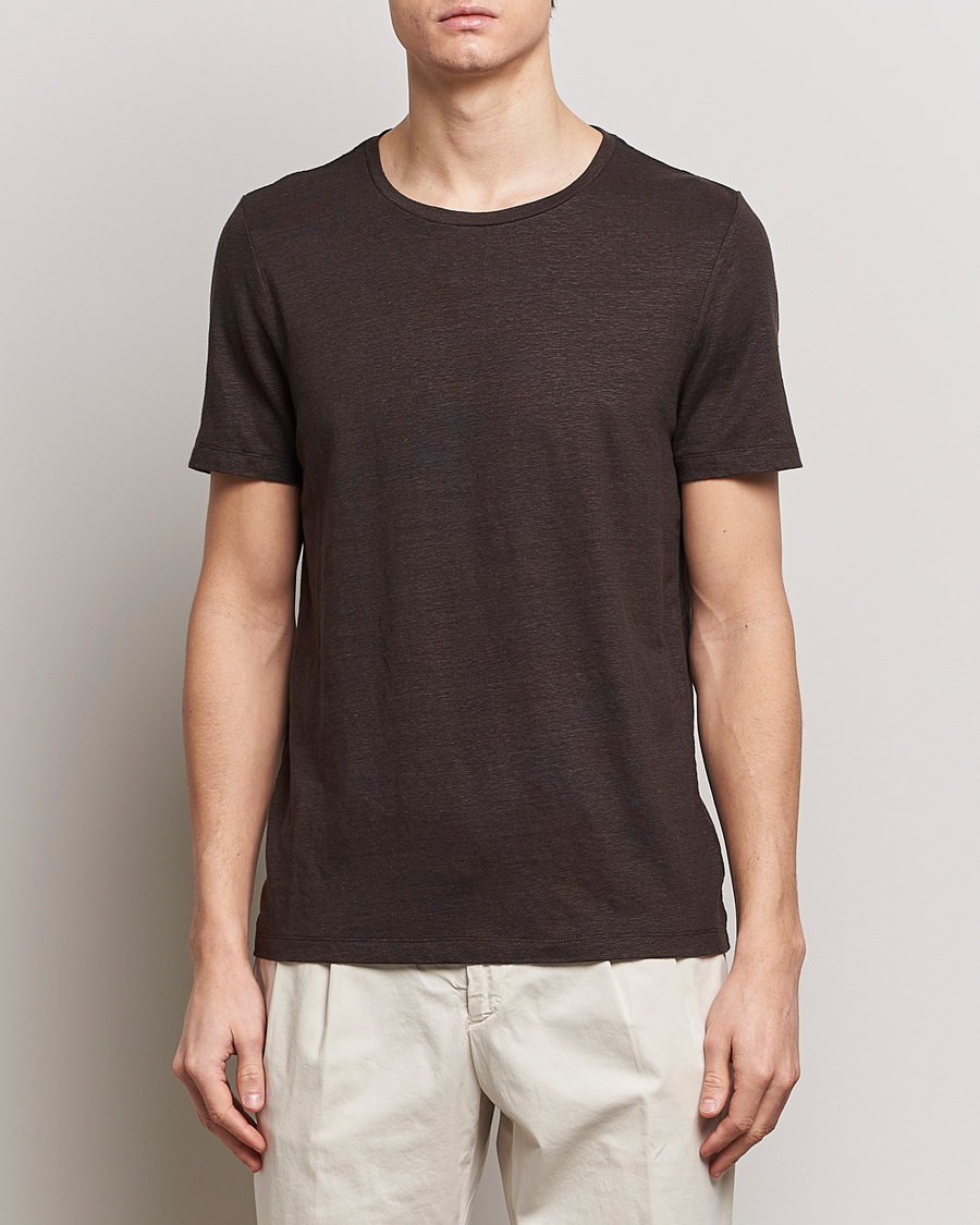 Mies | T-paidat | Oscar Jacobson | Kyran Linen T-Shirt Brown