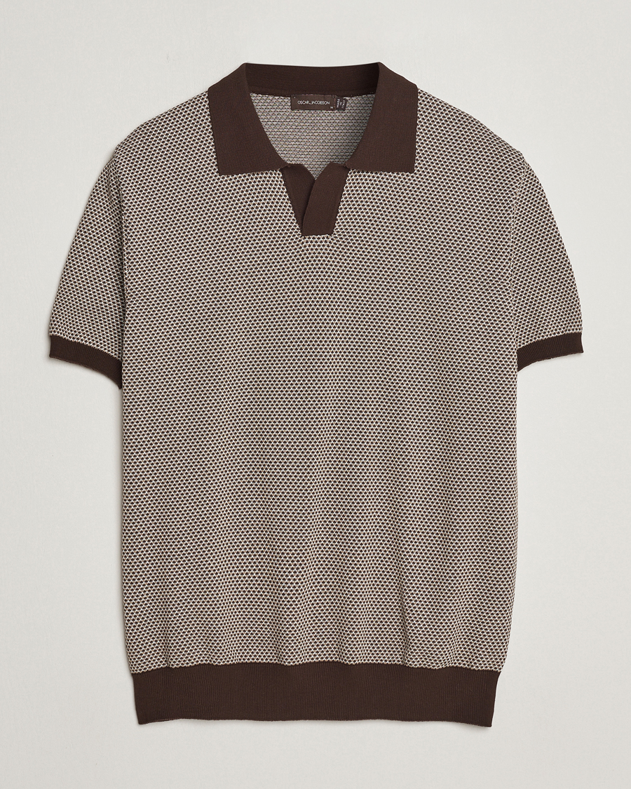 Mies | Pikeet | Oscar Jacobson | Dalius Structured Cotton Polo Brown