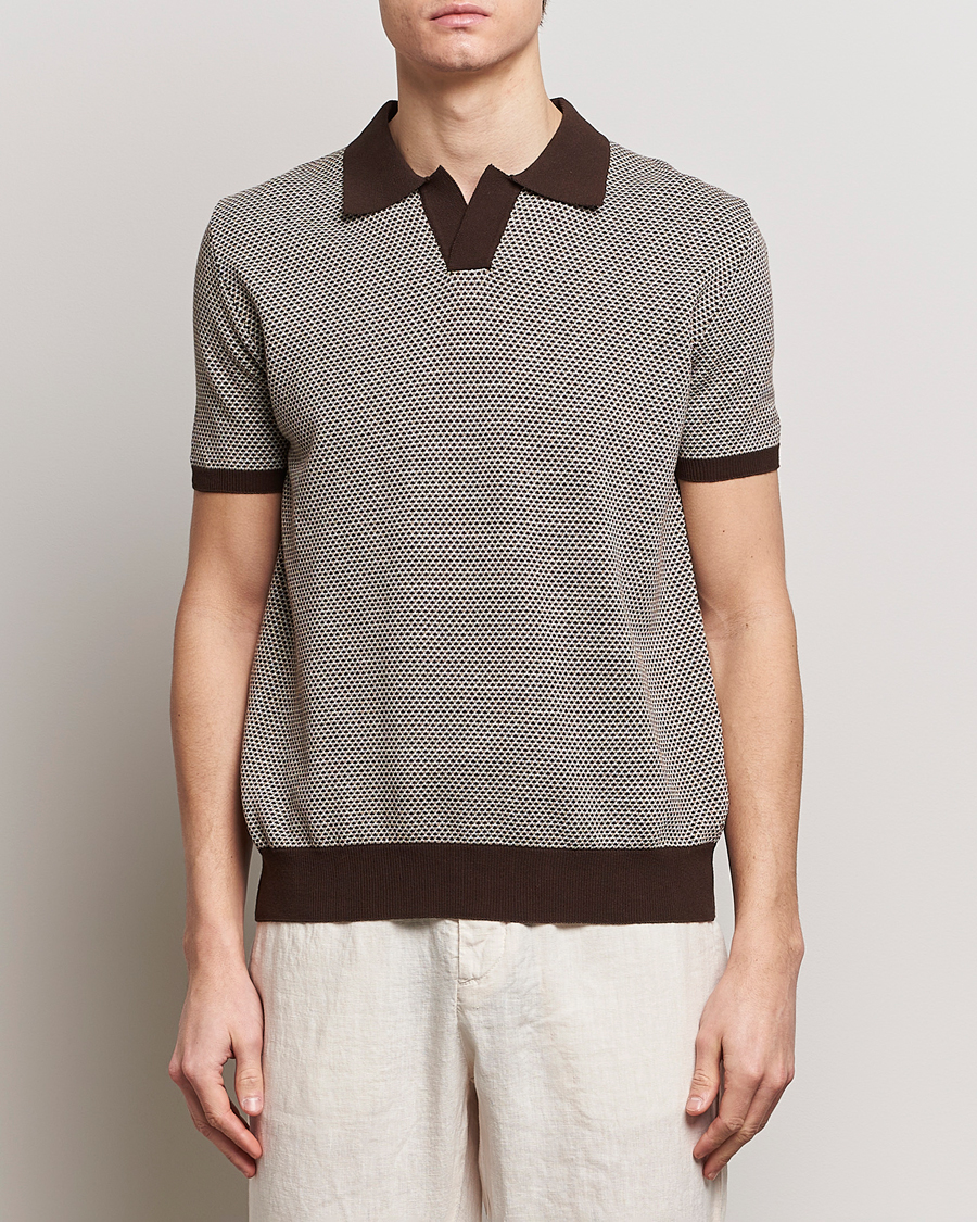 Mies | Pikeet | Oscar Jacobson | Dalius Structured Cotton Polo Brown