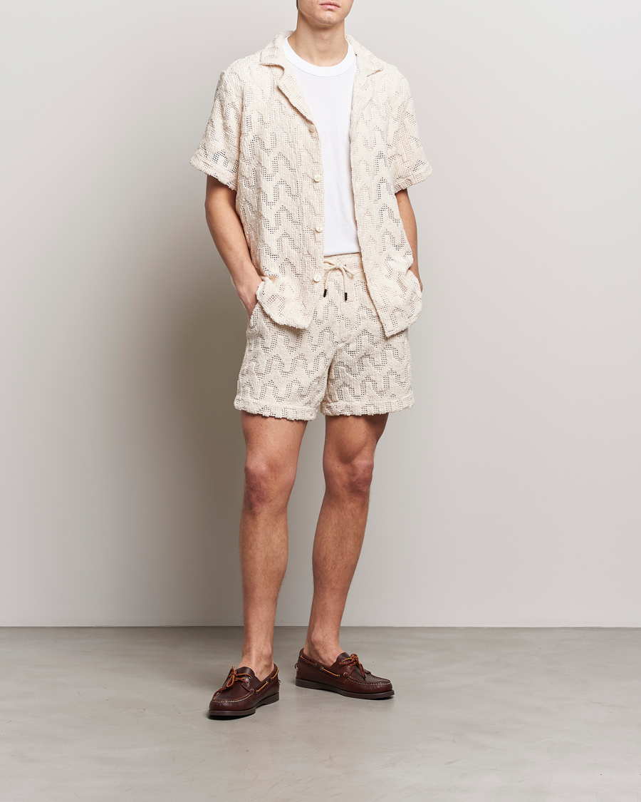 Mies | Kauluspaidat | OAS | Atlas Cuba Crochet Shirt Off White