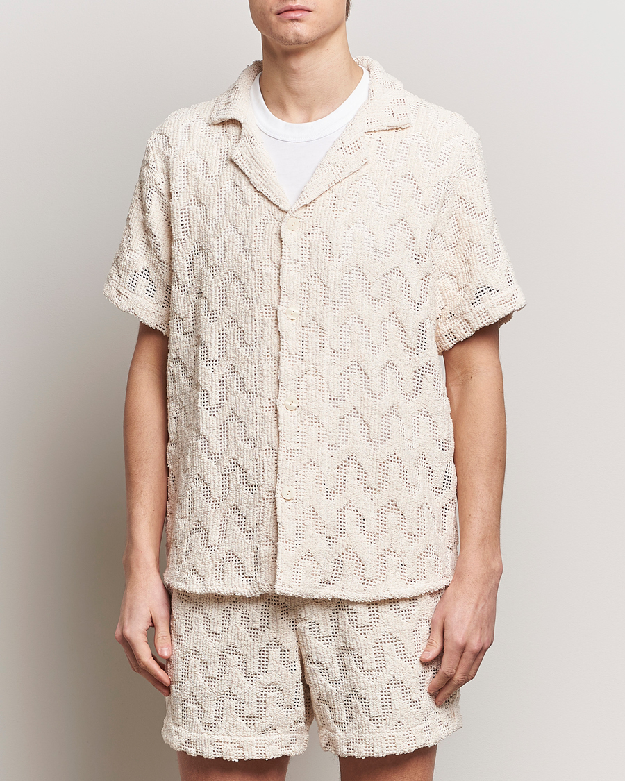 Mies | Kauluspaidat | OAS | Atlas Cuba Crochet Shirt Off White
