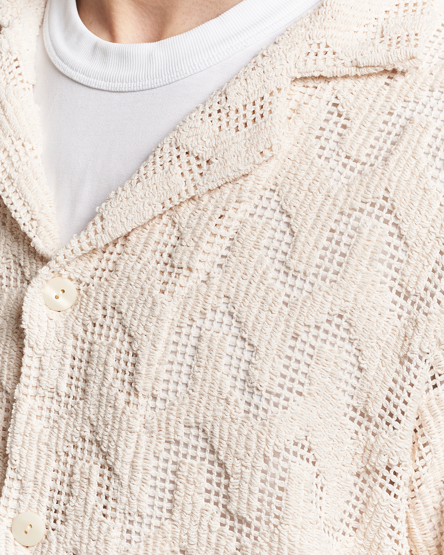 Mies | Kauluspaidat | OAS | Atlas Cuba Crochet Shirt Off White