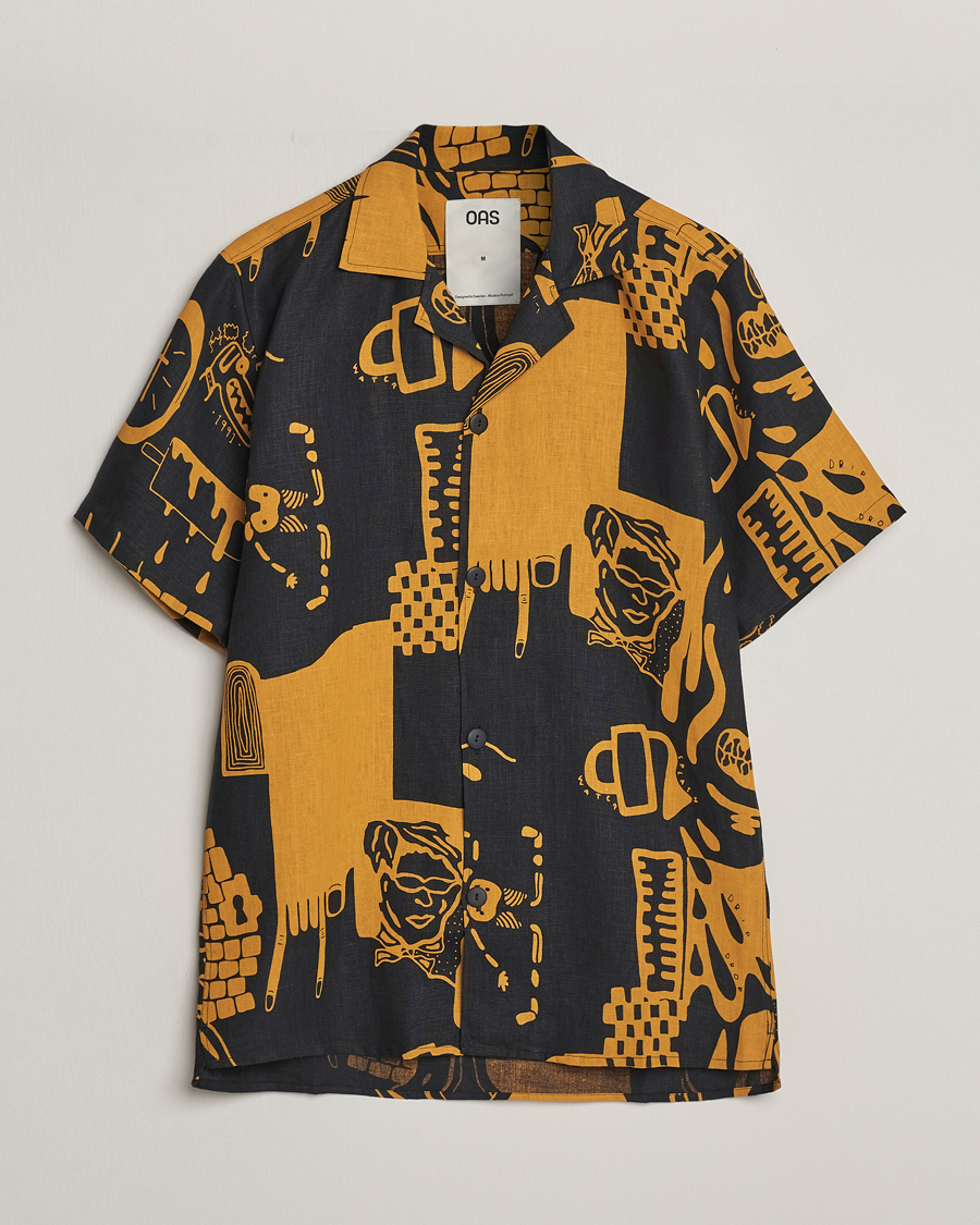 Mies | Kauluspaidat | OAS | Short Sleeve Cuba Linen Shirt Krispy Night