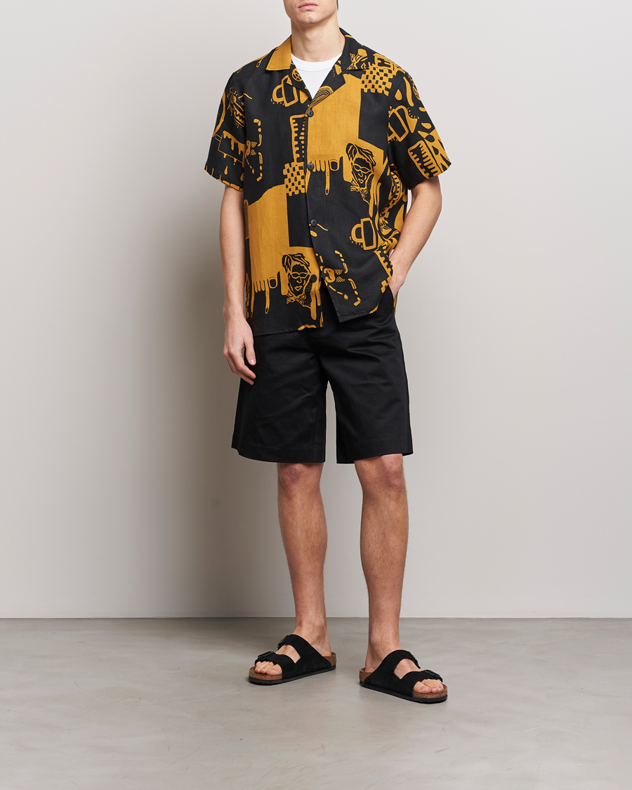 Mies | Kauluspaidat | OAS | Short Sleeve Cuba Linen Shirt Krispy Night