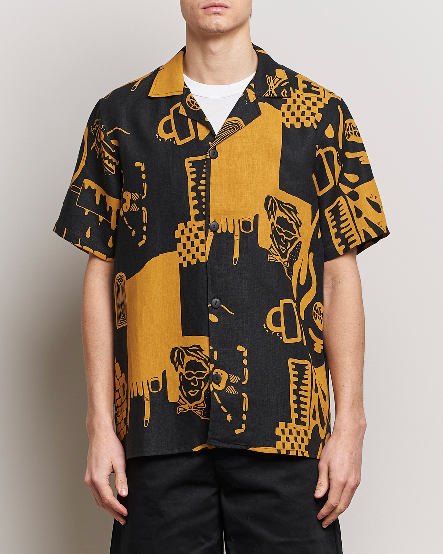 Mies | Kauluspaidat | OAS | Short Sleeve Cuba Linen Shirt Krispy Night