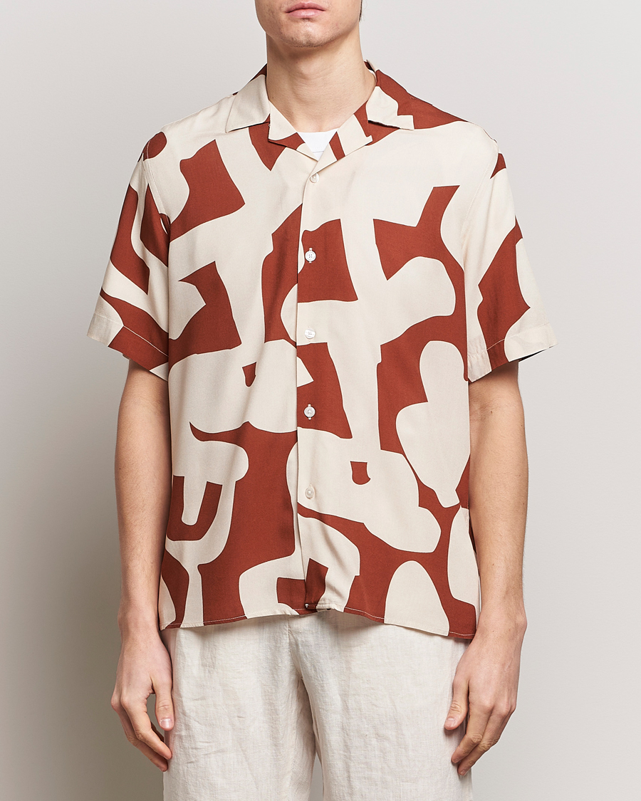 Mies | Kauluspaidat | OAS | Viscose Resort Short Sleeve Shirt Russet Puzzlotec