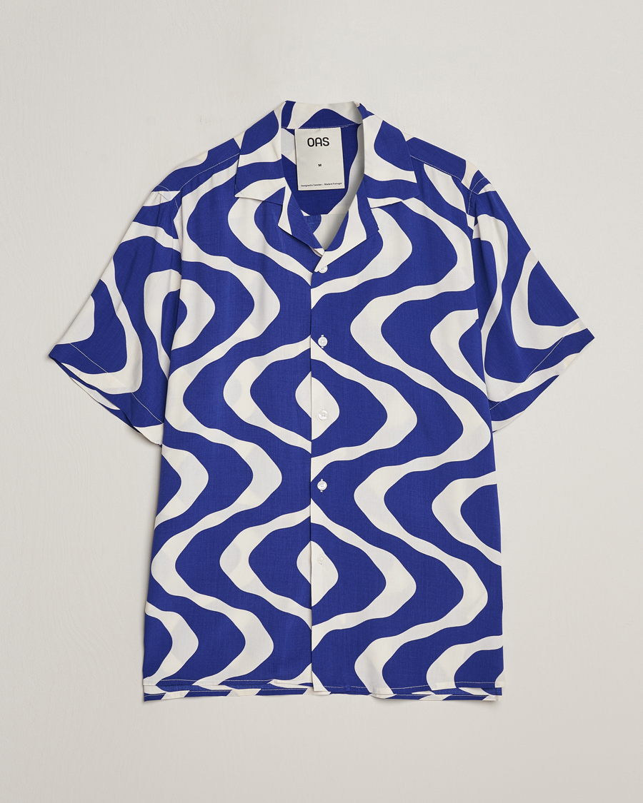 Mies | Kauluspaidat | OAS | Viscose Resort Short Sleeve Shirt Blue Rippling