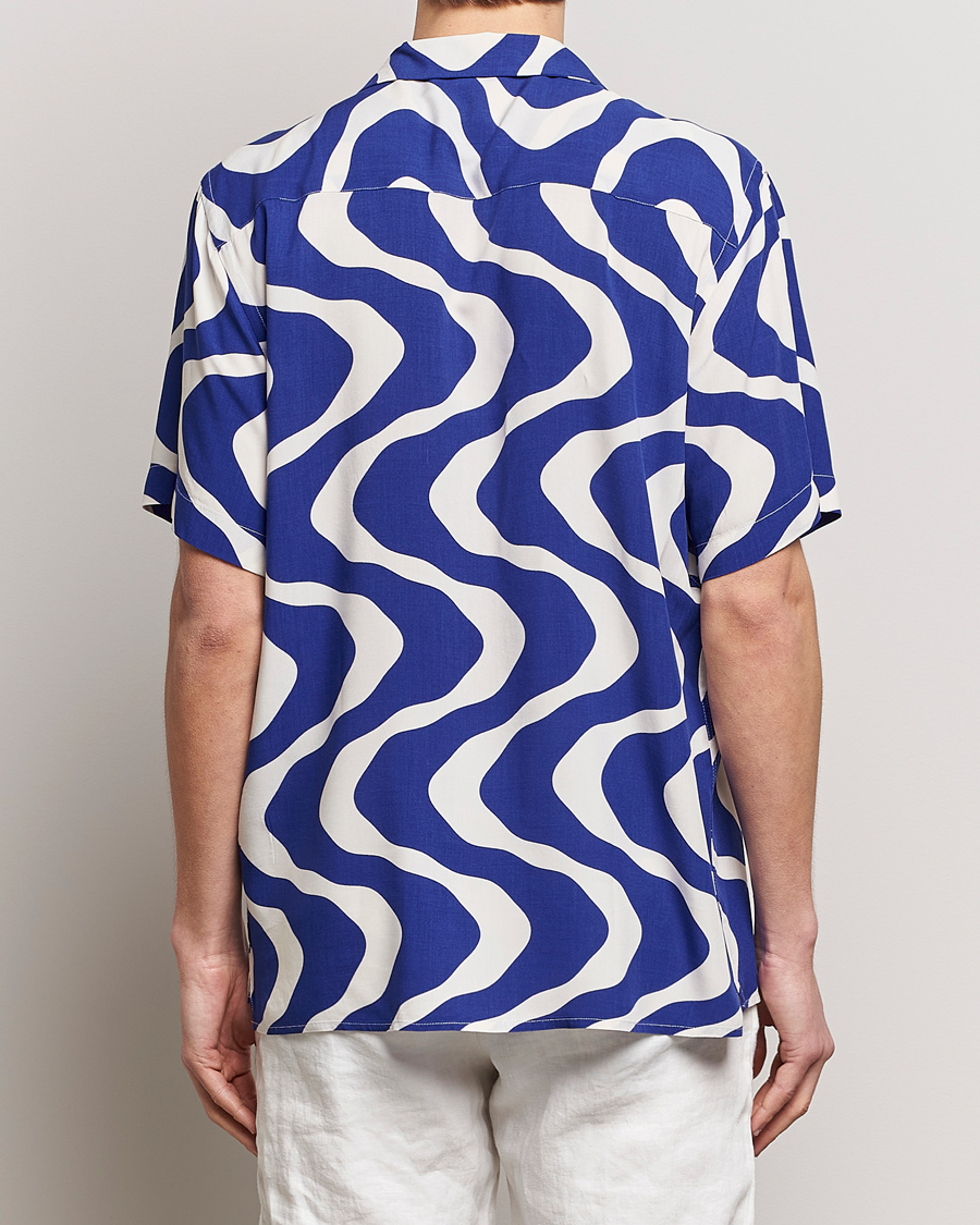Mies | Kauluspaidat | OAS | Viscose Resort Short Sleeve Shirt Blue Rippling