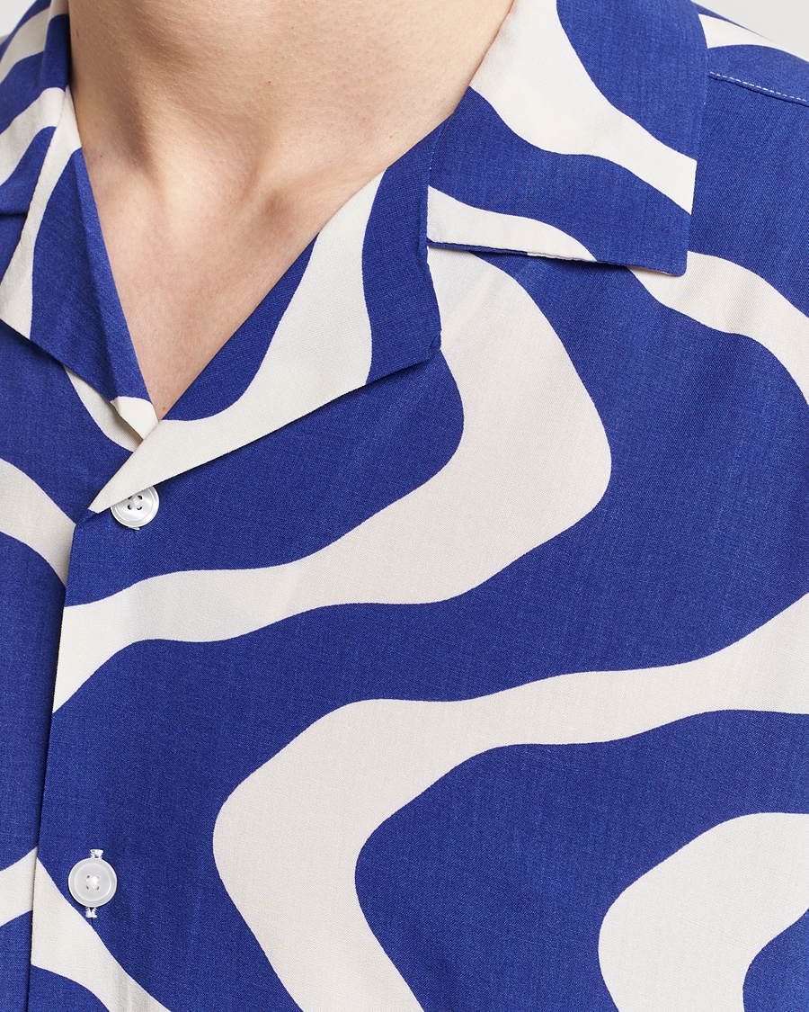Mies | Kauluspaidat | OAS | Viscose Resort Short Sleeve Shirt Blue Rippling