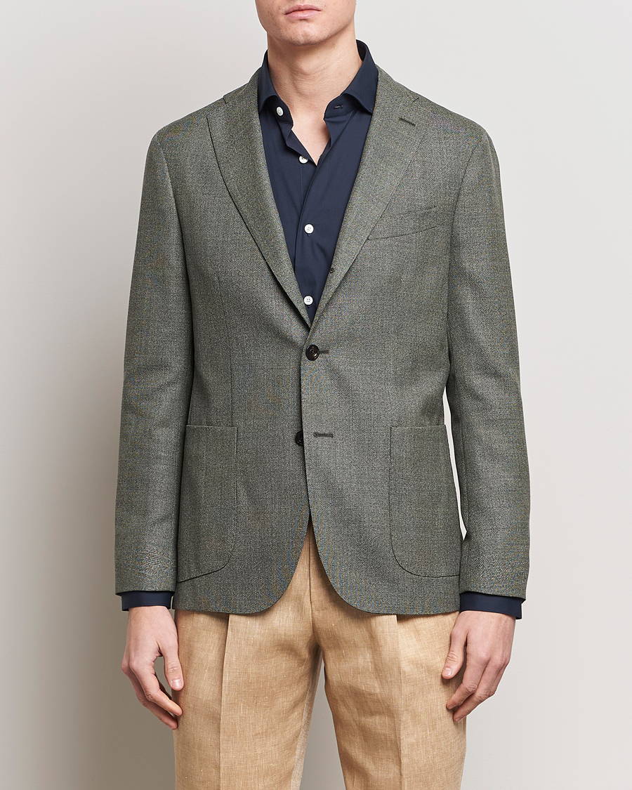 Mies | Pikkutakit | Boglioli | K Jacket Wool Hopsack Blazer Sage Green