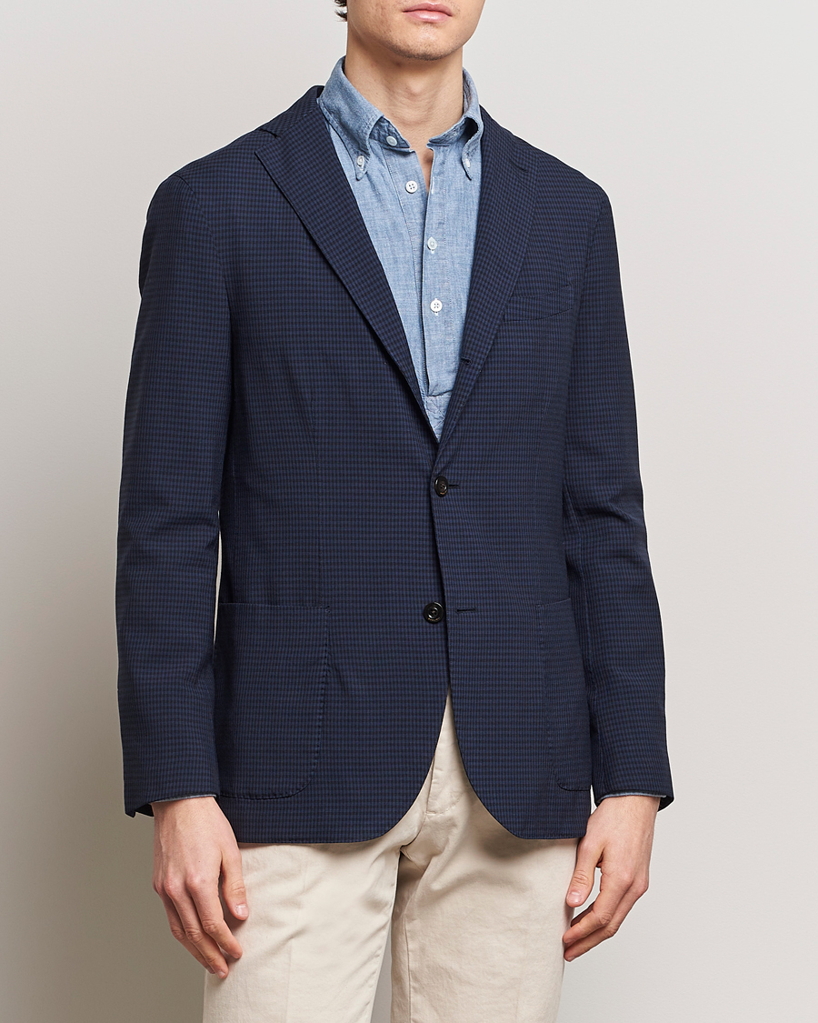 Mies | Tyylisegmentti Virallinen | Boglioli | K Jacket Check Wool Blazer Navy