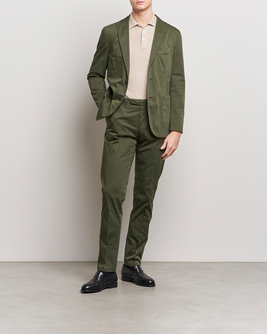 Mies | Puvut | Boglioli | K Jacket Cotton Satin Suit Forest Green