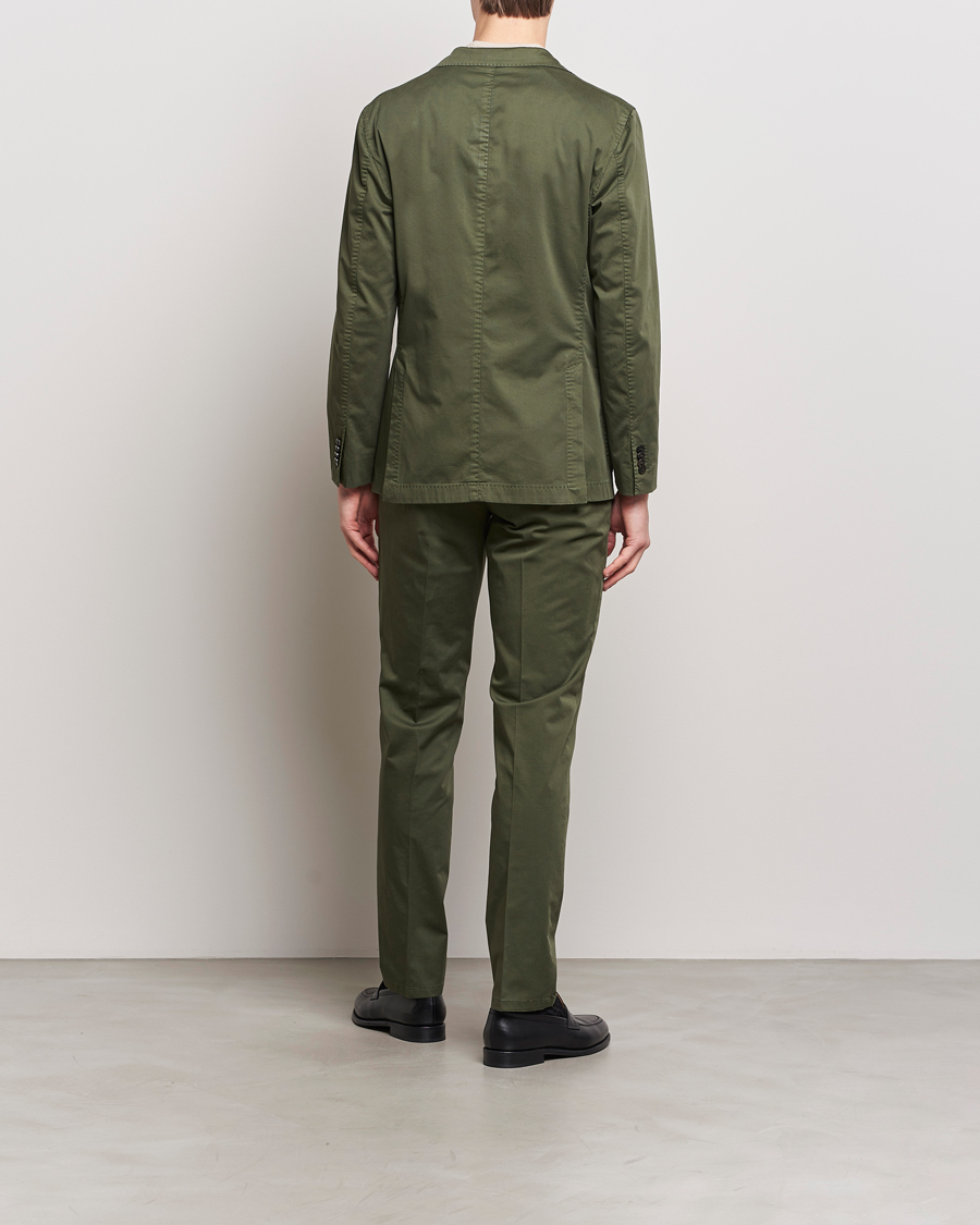 Mies | Puvut | Boglioli | K Jacket Cotton Satin Suit Forest Green