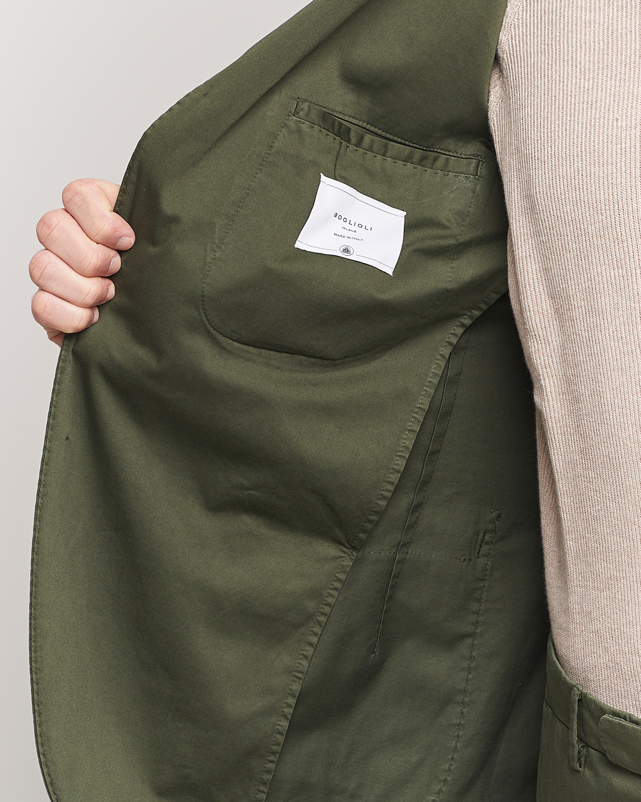 Mies | Puvut | Boglioli | K Jacket Cotton Satin Suit Forest Green