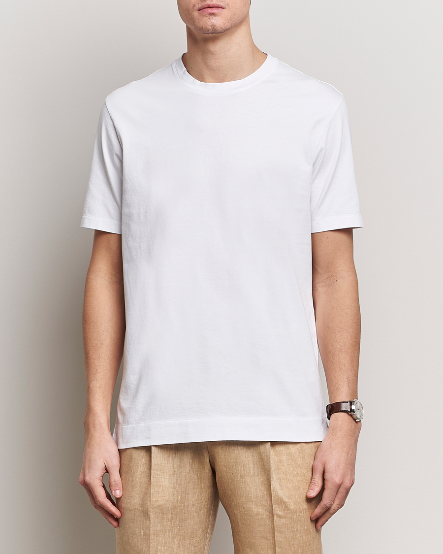 Mies | T-paidat | Boglioli | Garment Dyed T-Shirt White