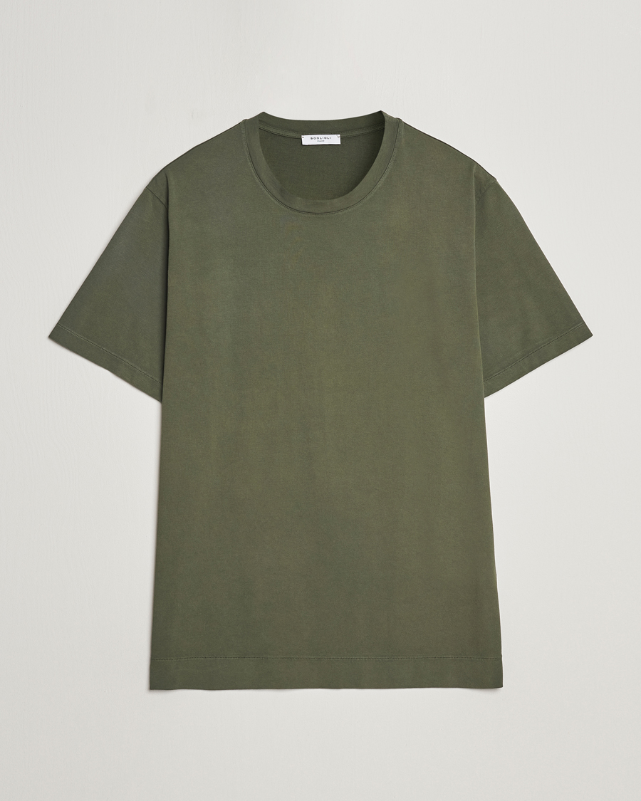 Mies | T-paidat | Boglioli | Garment Dyed T-Shirt Forest Green