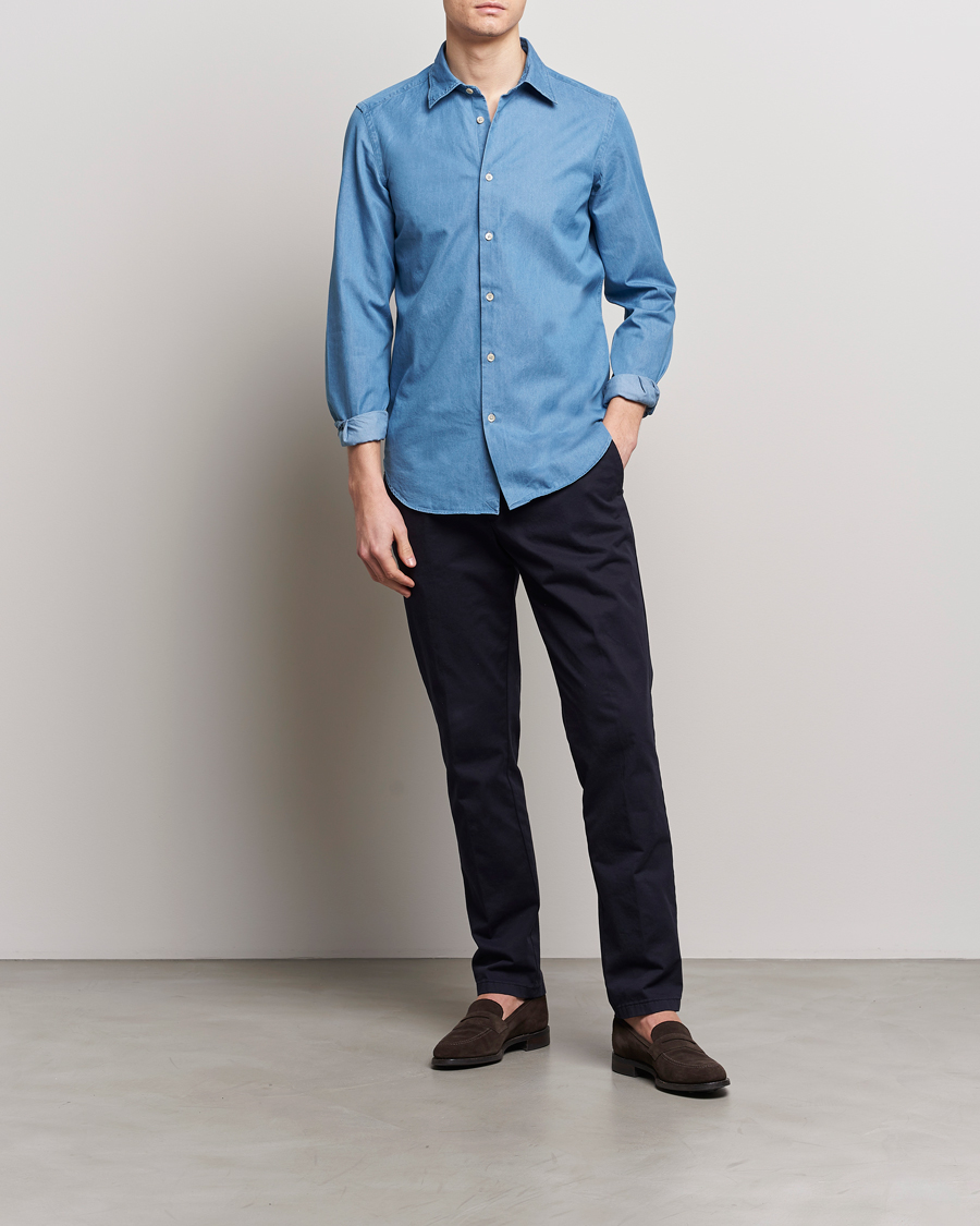 Mies | Kauluspaidat | Boglioli | Slim Fit Denim Shirt Light Indigo