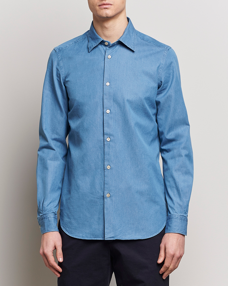 Mies | Kauluspaidat | Boglioli | Slim Fit Denim Shirt Light Indigo