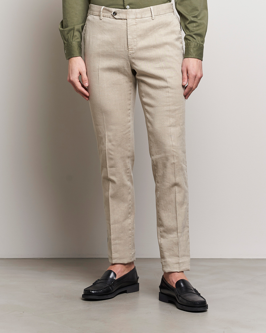 Mies |  | PT01 | Slim Fit Linen Drawstring Pants Light Beige