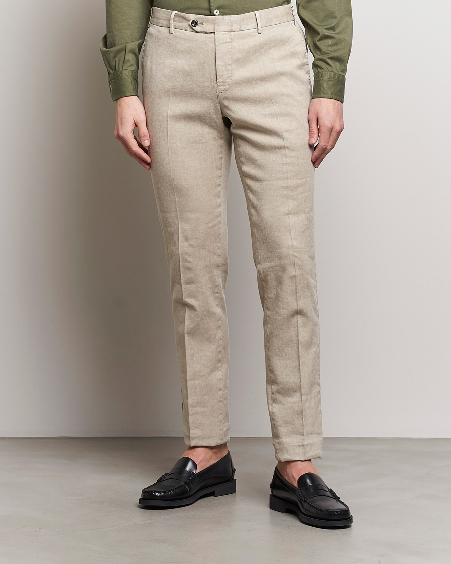 Mies | Housut | PT01 | Slim Fit Linen Drawstring Pants Light Beige