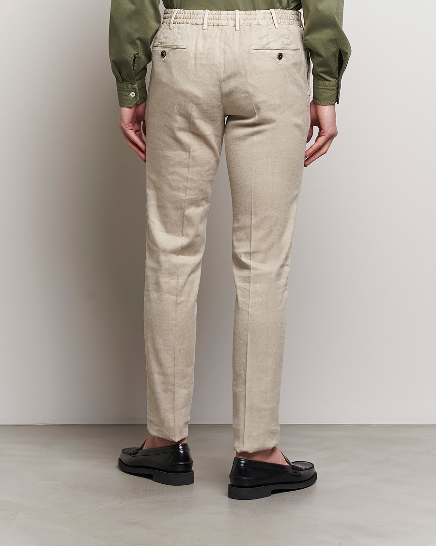 Mies | Housut | PT01 | Slim Fit Linen Drawstring Pants Light Beige