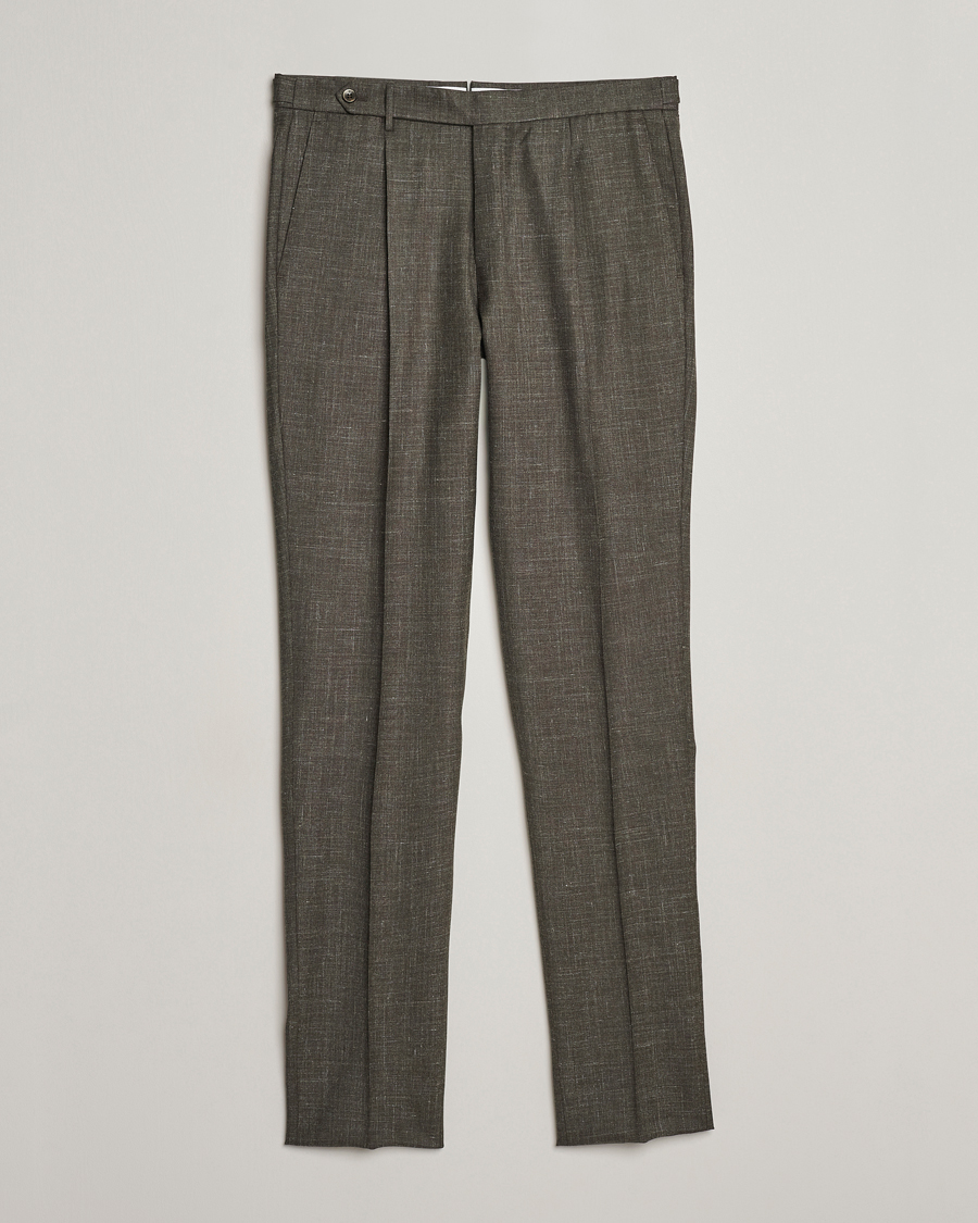 Mies | Housut | PT01 | Gentleman Fit Wool/Silk Trousers Dark Brown