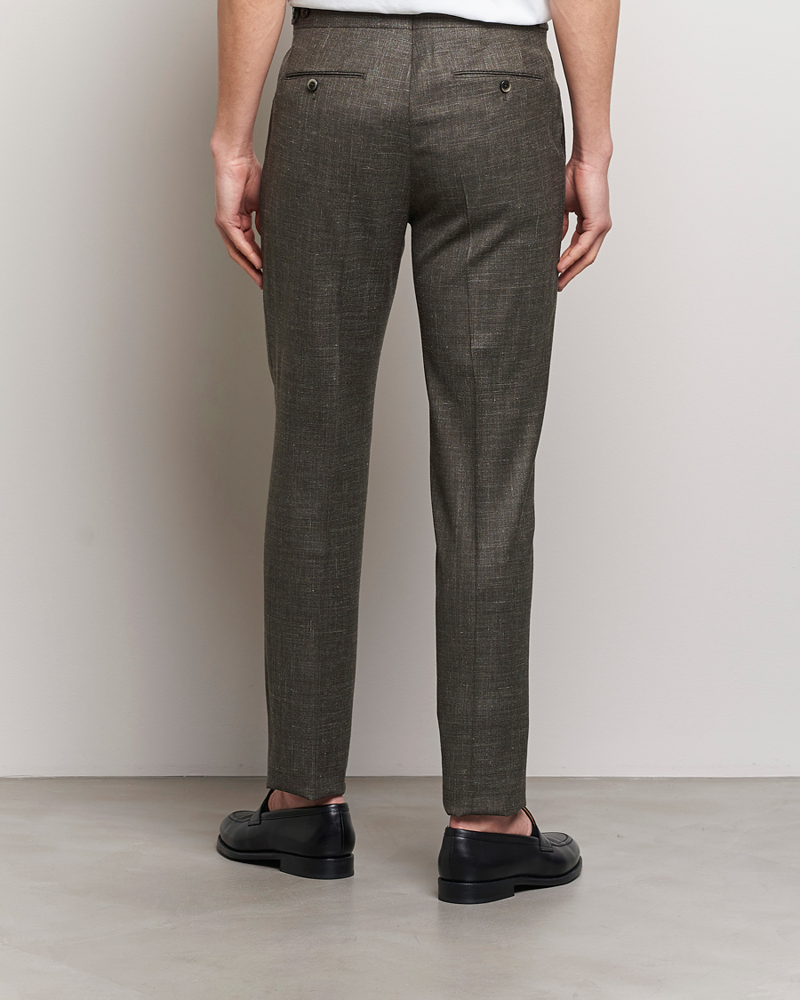 Mies | Housut | PT01 | Gentleman Fit Wool/Silk Trousers Dark Brown