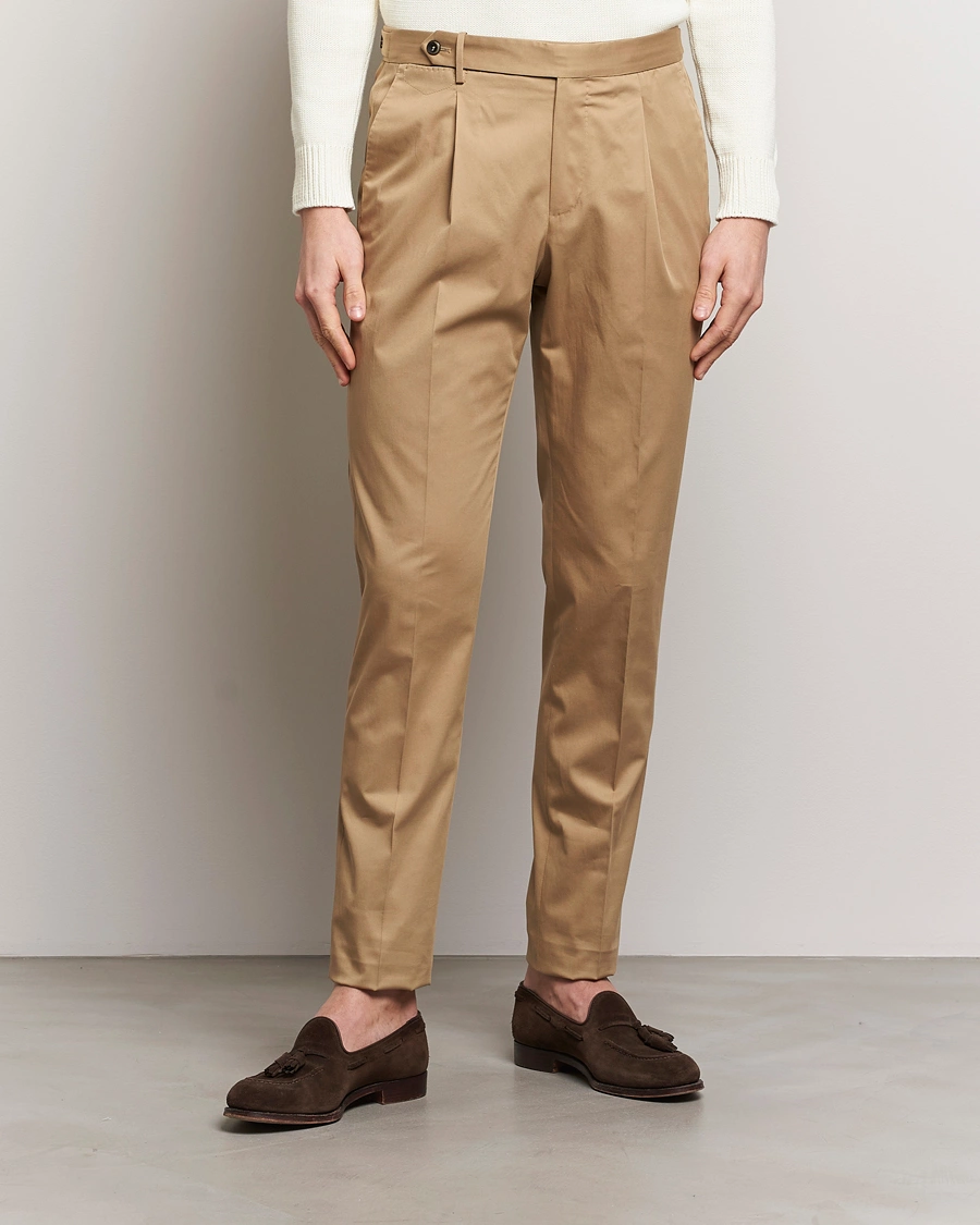 Mies | Italian Department | PT01 | Gentleman Fit Cotton/Stretch Chinos Beige