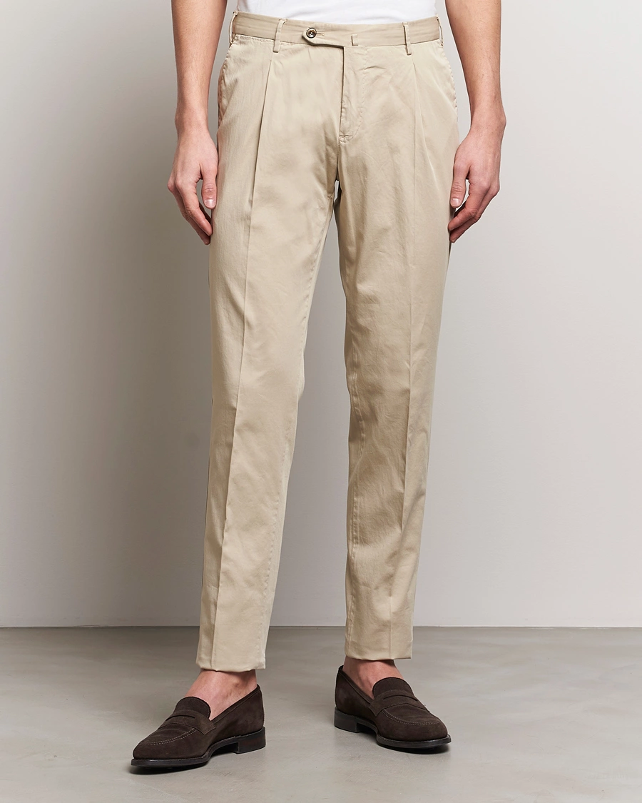 Mies | Chinot | PT01 | Slim Fit Garment Dyed Stretch Chinos Beige