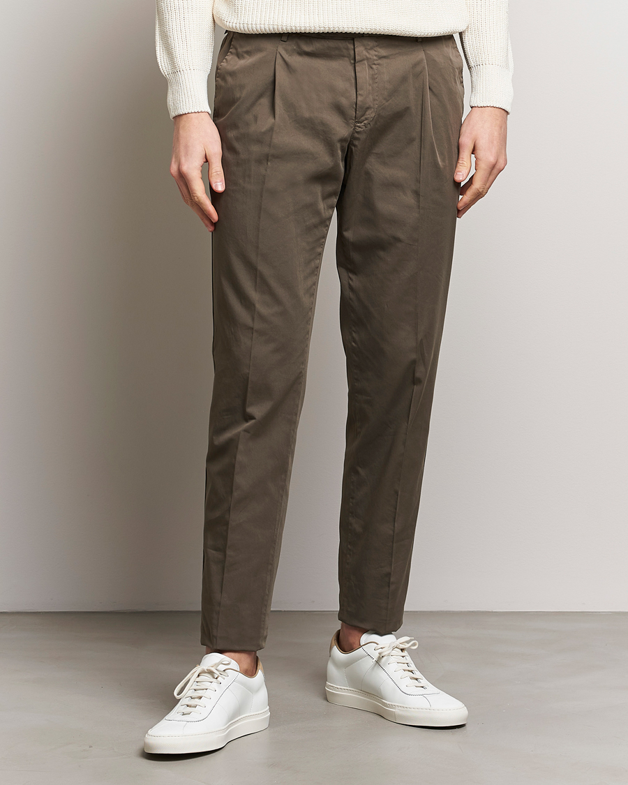 Mies |  | PT01 | Slim Fit Garment Dyed Stretch Chinos Dark Brown