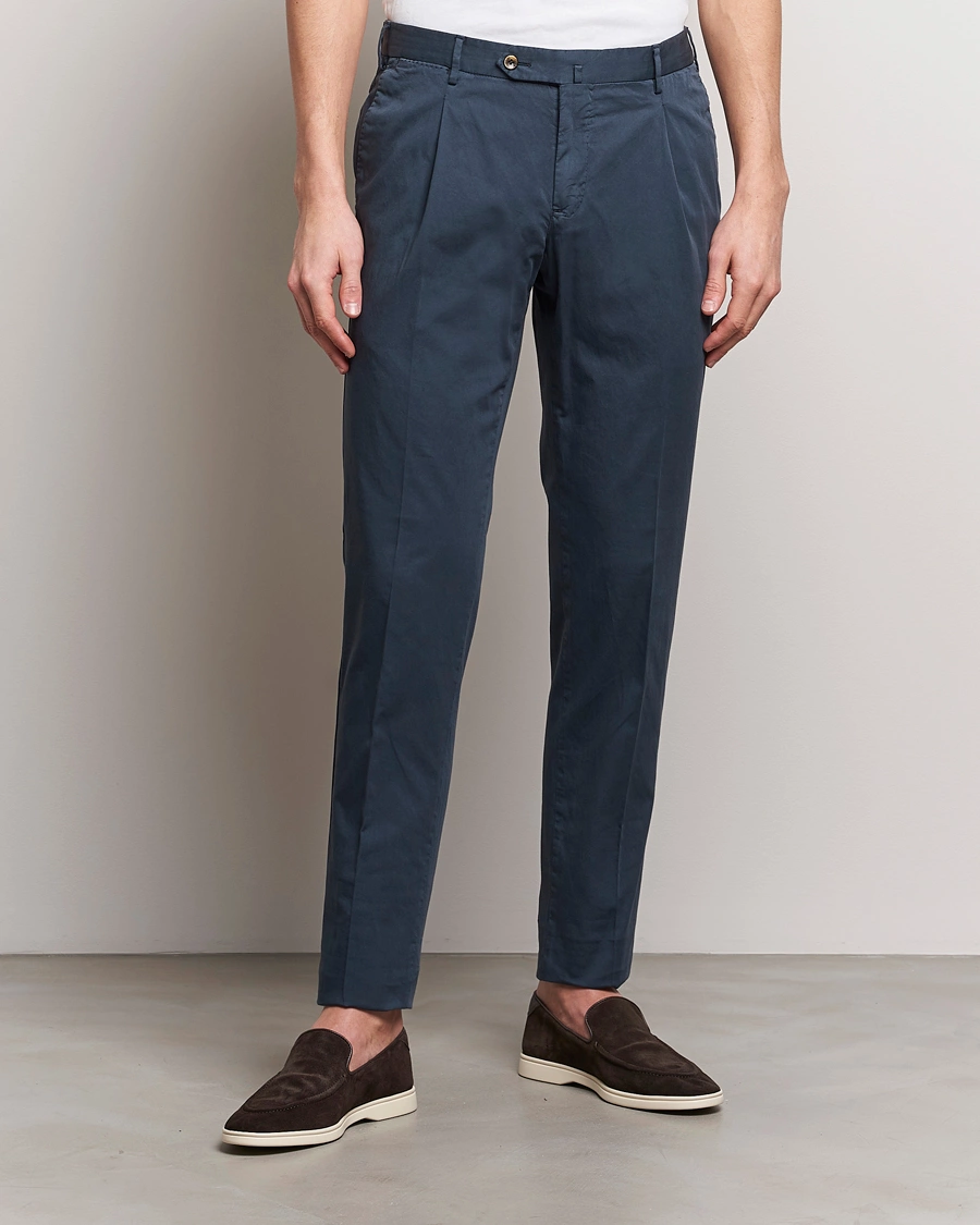 Mies | Chinot | PT01 | Slim Fit Garment Dyed Stretch Chinos Navy