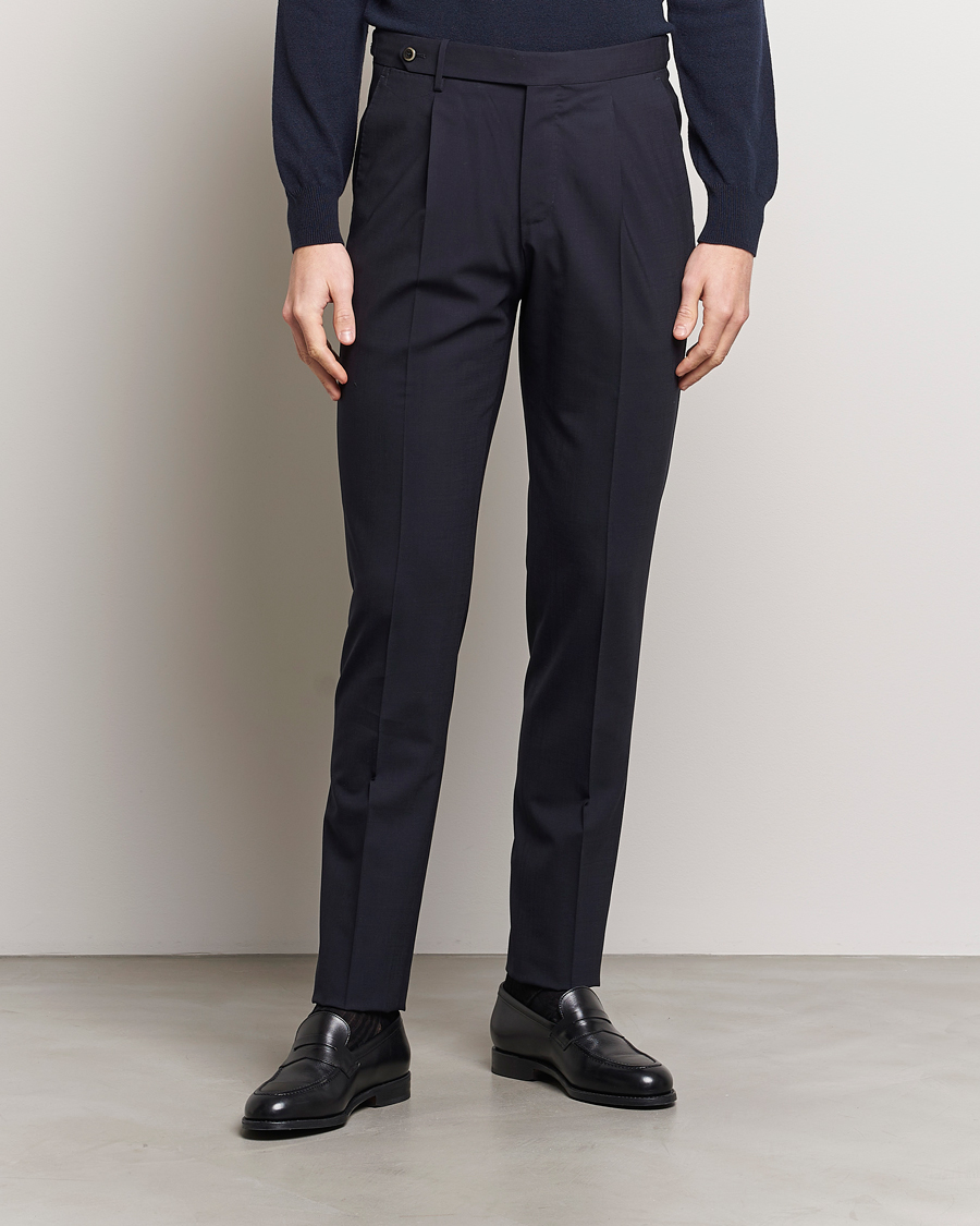 Mies |  | PT01 | Gentleman Fit Wool Stretch Trousers Navy