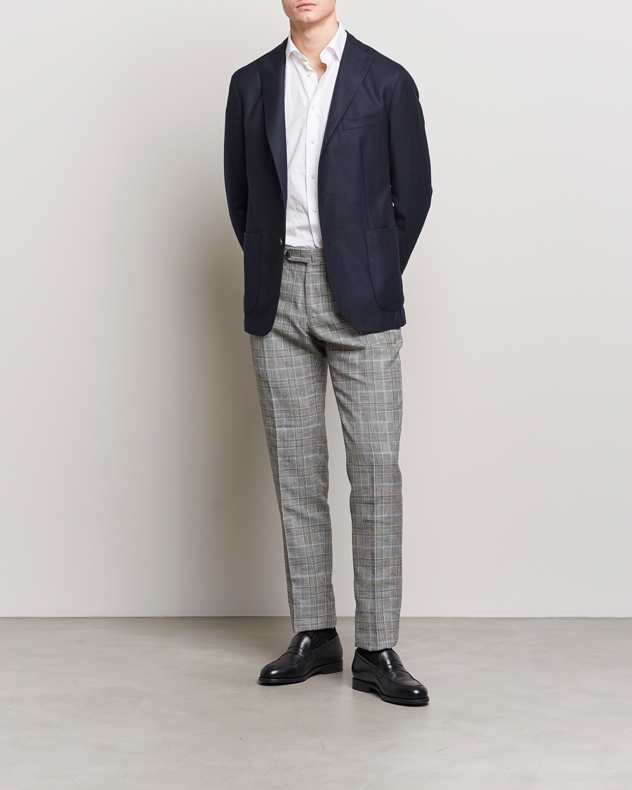 Mies | Housut | PT01 | Slim Fit Glencheck Trousers Grey/Blue