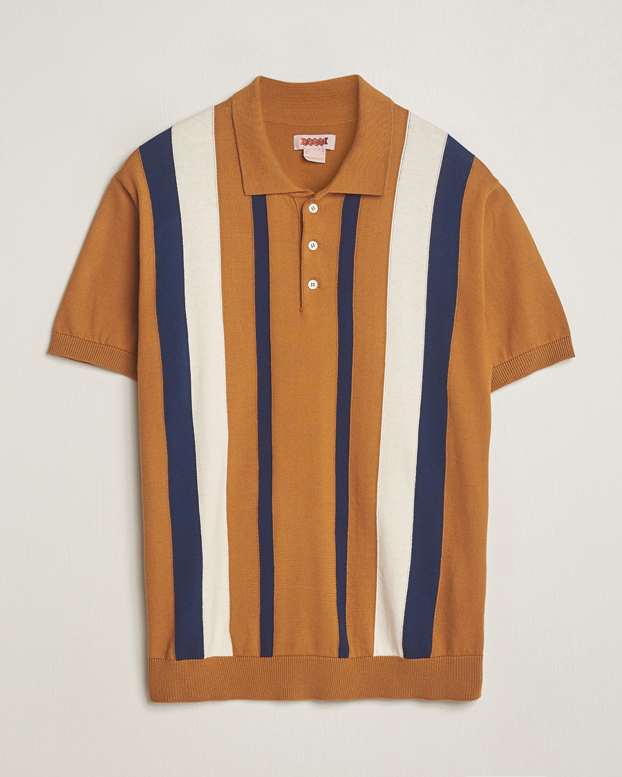 Mies | Pikeet | Baracuta | Stripe Knitted Short Sleeve Polo Pumpkin Spice