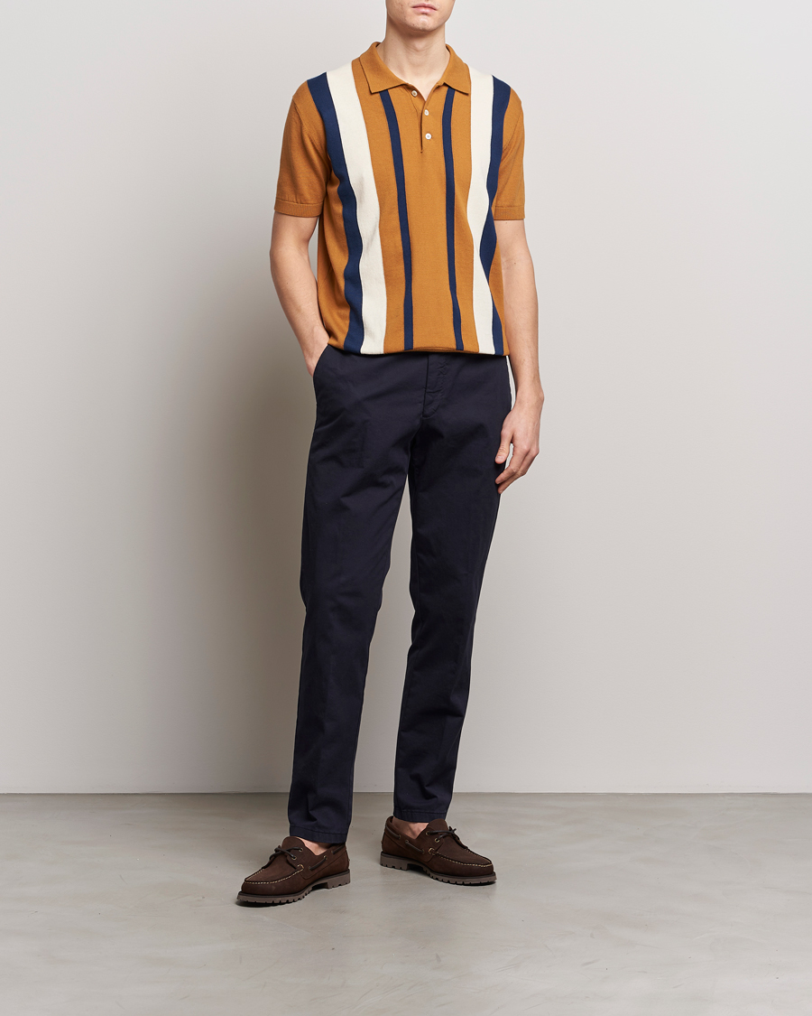 Mies | Pikeet | Baracuta | Stripe Knitted Short Sleeve Polo Pumpkin Spice