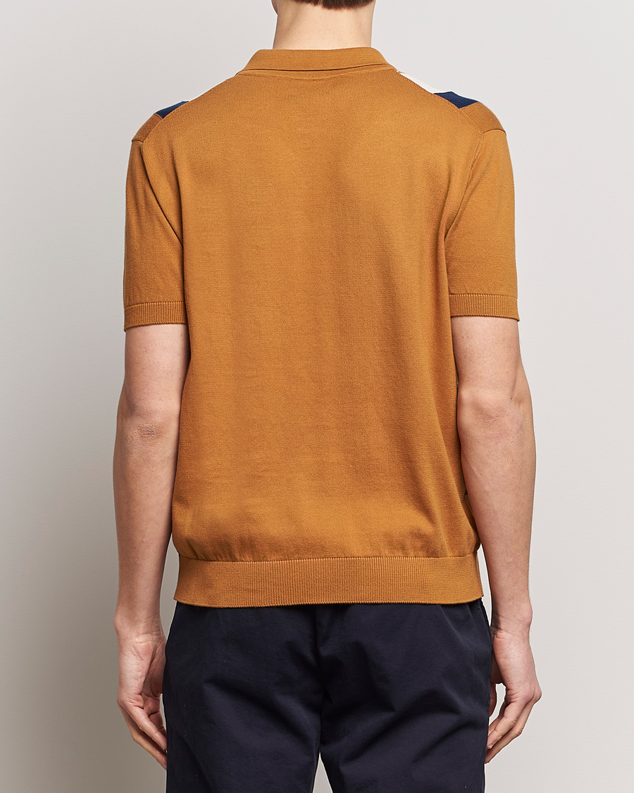 Mies | Pikeet | Baracuta | Stripe Knitted Short Sleeve Polo Pumpkin Spice