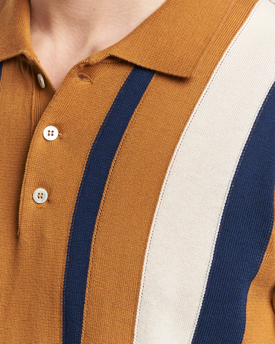 Mies | Pikeet | Baracuta | Stripe Knitted Short Sleeve Polo Pumpkin Spice