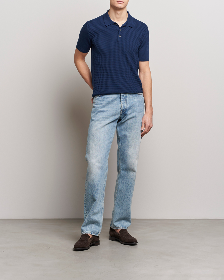 Mies | Pikeet | Baracuta | Waffle Knitted Polo Navy