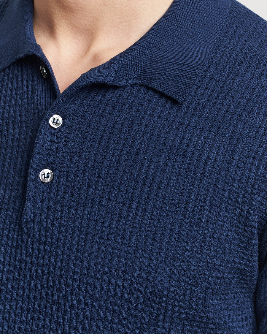 Mies | Pikeet | Baracuta | Waffle Knitted Polo Navy