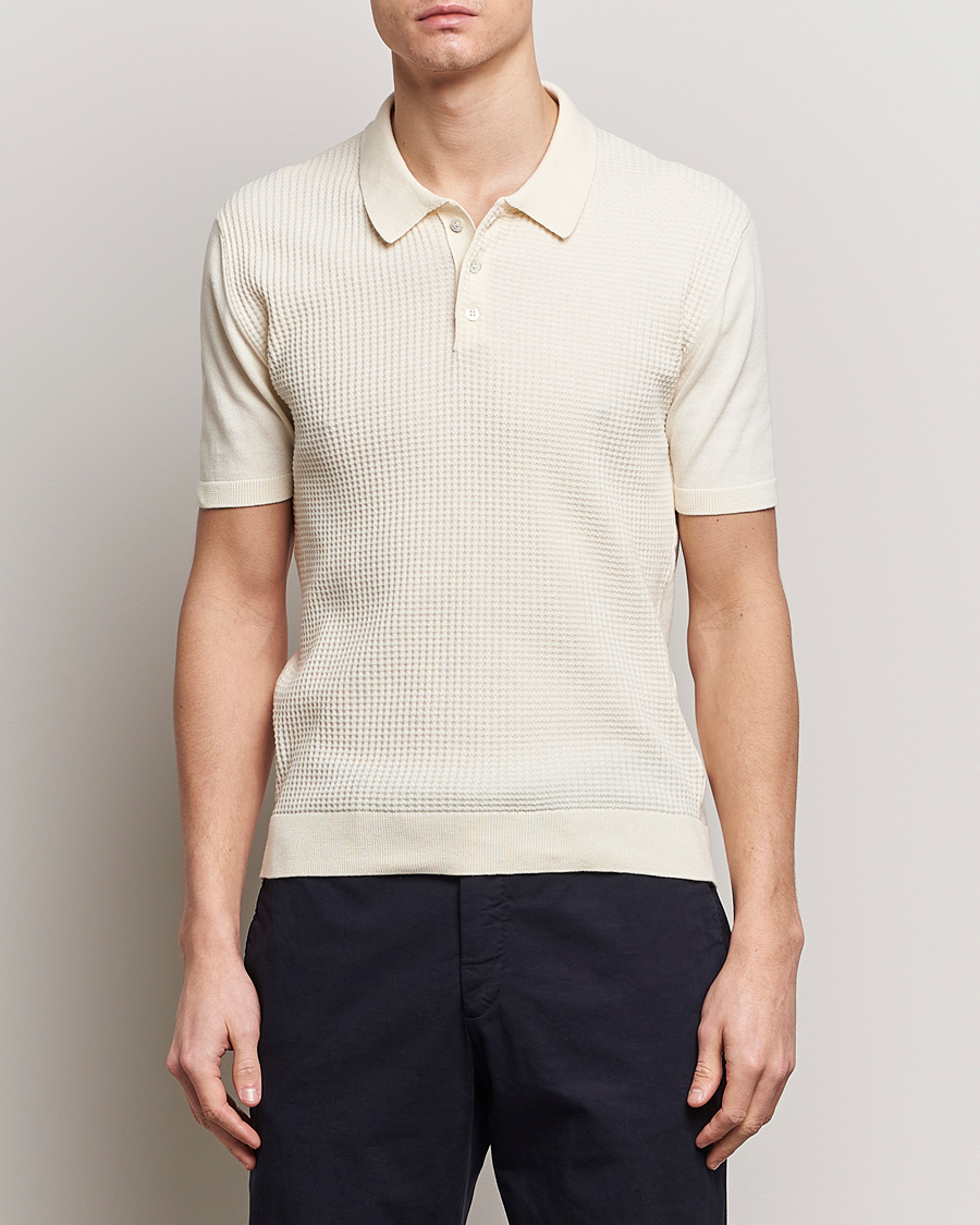 Mies | Pikeet | Baracuta | Waffle Knitted Polo Ivory