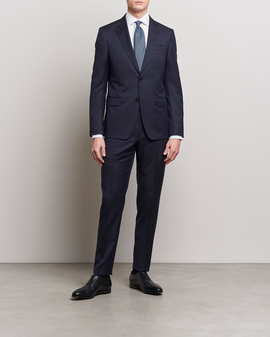 Mies | Puvut | Zegna | Tailored Wool Striped Suit Navy