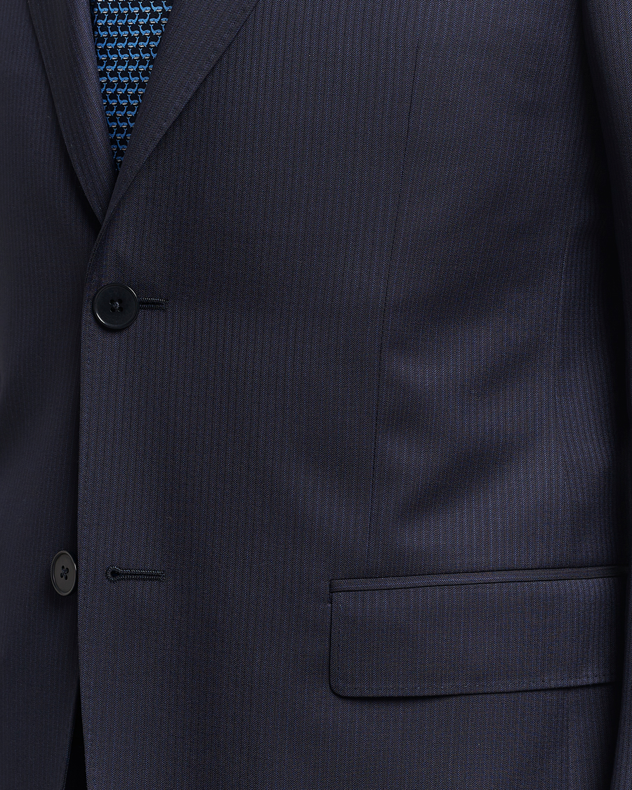 Mies | Puvut | Zegna | Tailored Wool Striped Suit Navy