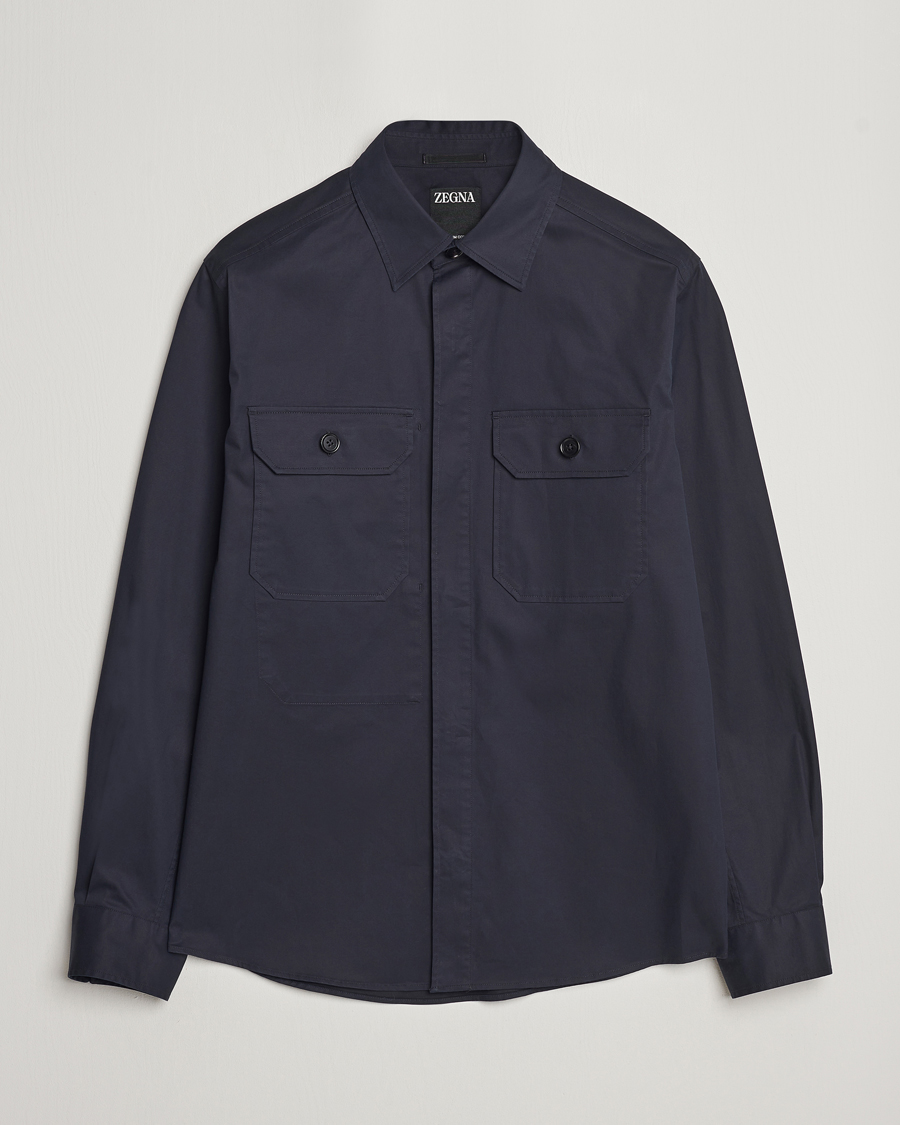 Mies | Kauluspaidat | Zegna | Premium Cotton Overshirt Navy
