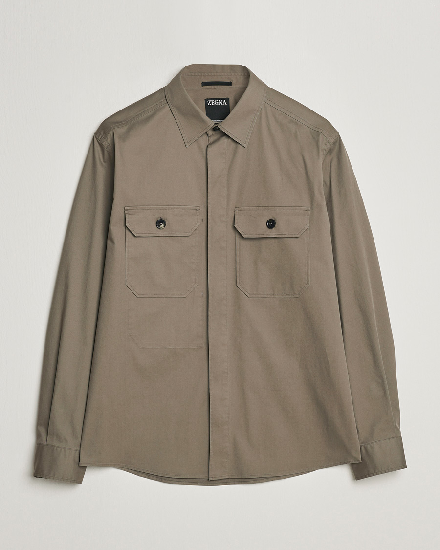 Mies | Kauluspaidat | Zegna | Premium Cotton Overshirt Olive