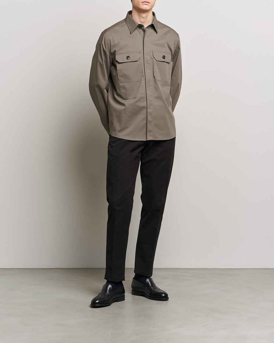Mies | Kauluspaidat | Zegna | Premium Cotton Overshirt Olive