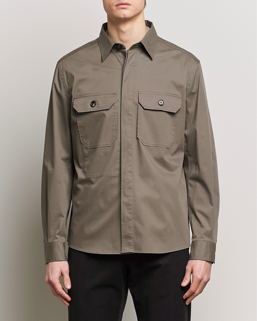 Mies | Kauluspaidat | Zegna | Premium Cotton Overshirt Olive