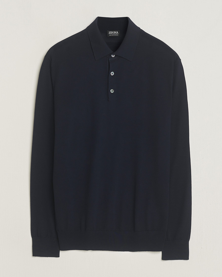 Mies | Puserot | Zegna | High Performance Wool Polo Navy
