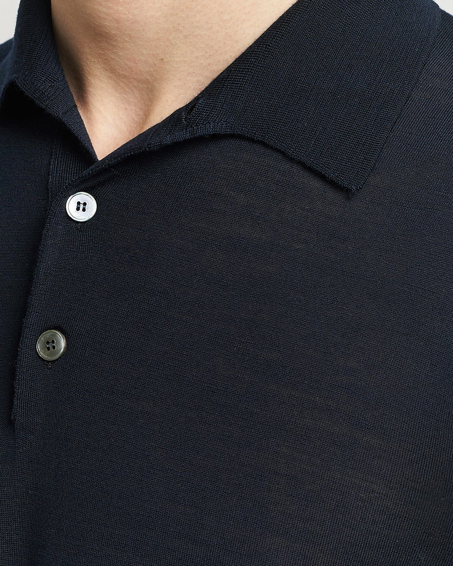 Mies | Puserot | Zegna | High Performance Wool Polo Navy