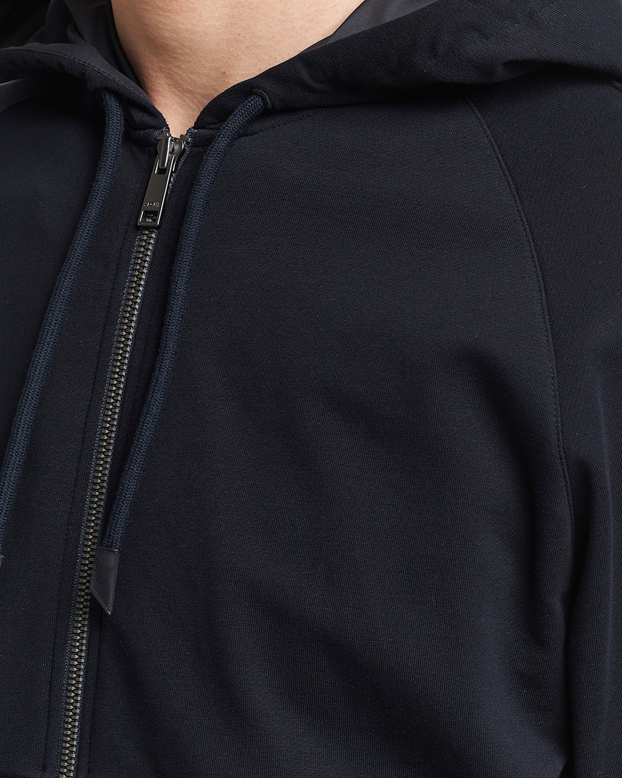 Mies | Puserot | Zegna | Cotton Stretch Zip Hoodie Navy